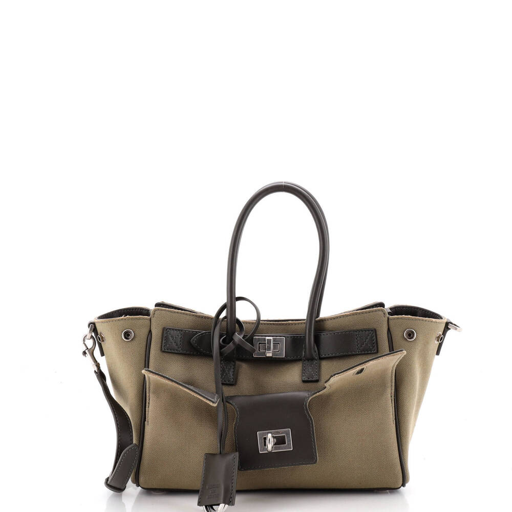 Balenciaga Mini Bel Air Carry All Bag Canvas with Leather